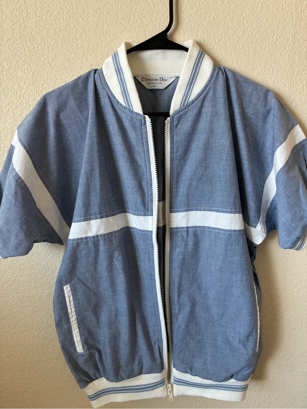Dior Blue and White Stripe Zip Jacket